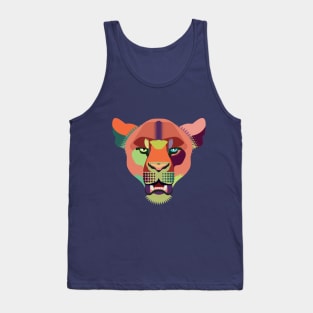 techno lion in orange and green Tank Top